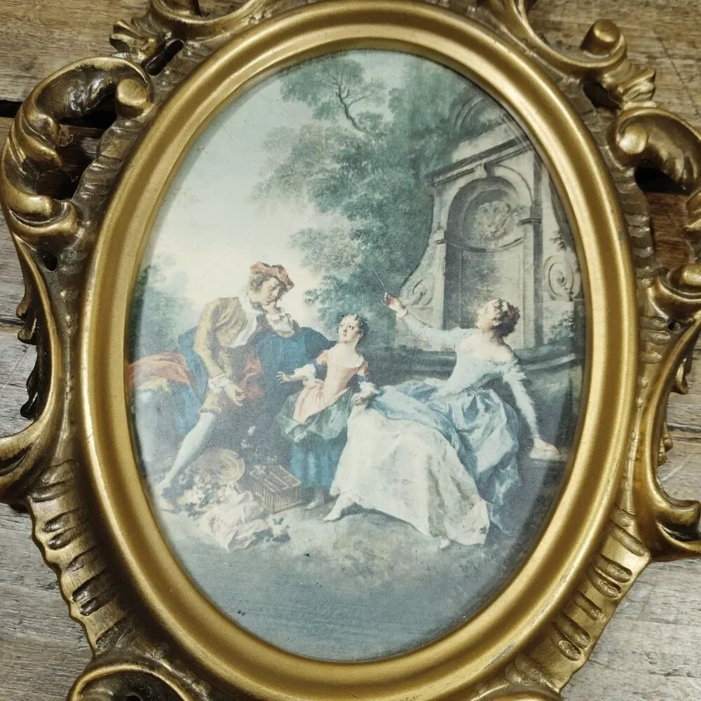 Two Vintage Ornate Frame Victorian Ladies Music Hanging Decor Art Picture